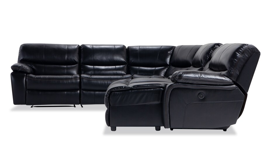 Avenger Black 6 Piece Power Reclining Left Arm Facing Sectional