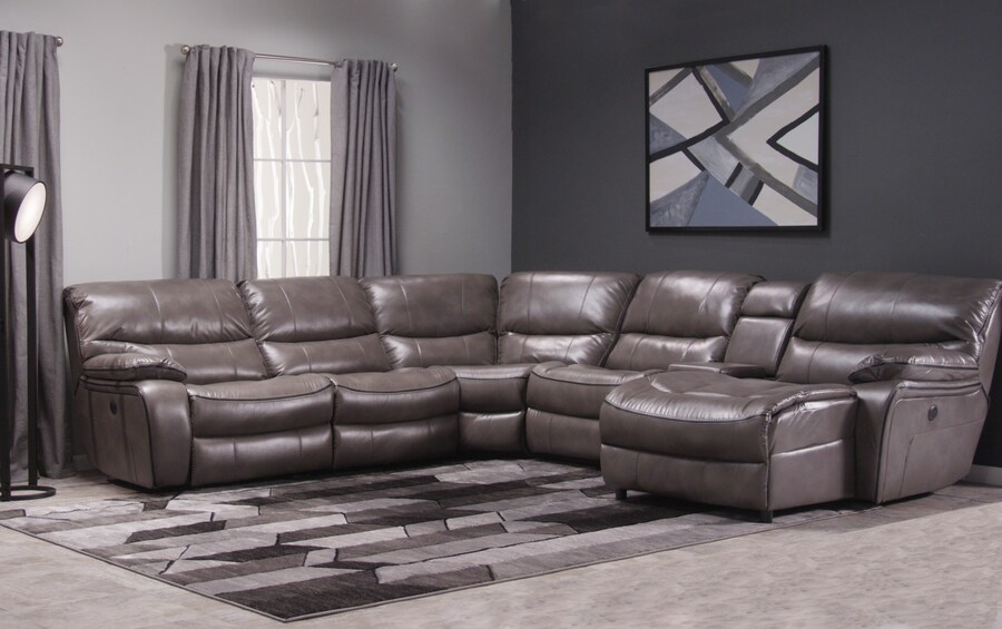 Avenger Gray 6 Piece Power Reclining Left Arm Facing Sectional