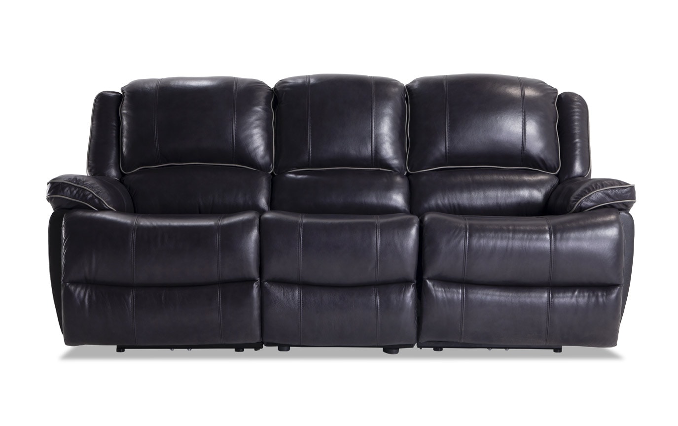 Phoenix Black Leather Power Reclining Sofa