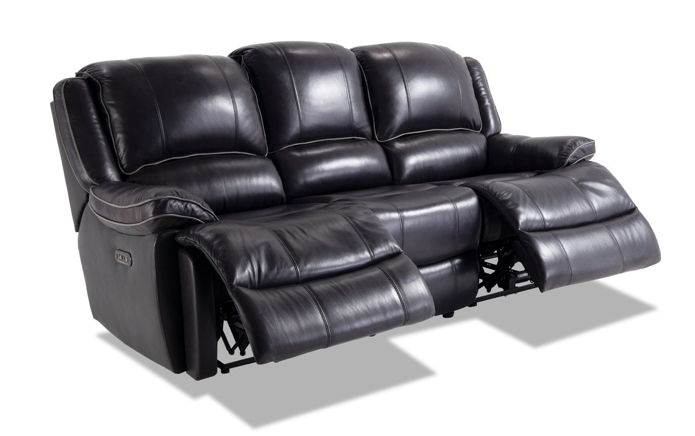 Phoenix Black Leather Power Reclining Sofa
