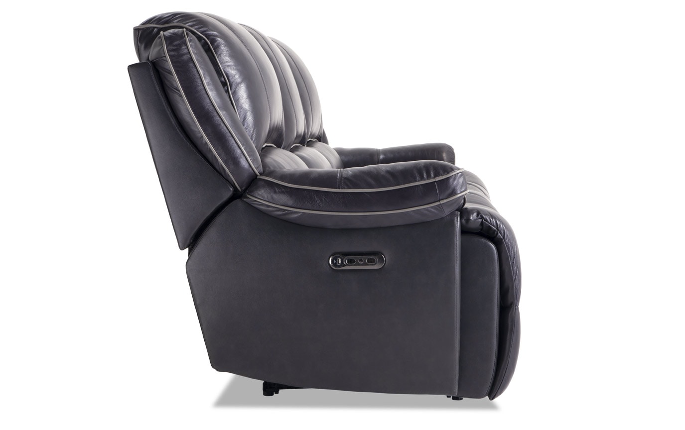 Phoenix Black Leather Power Reclining Sofa