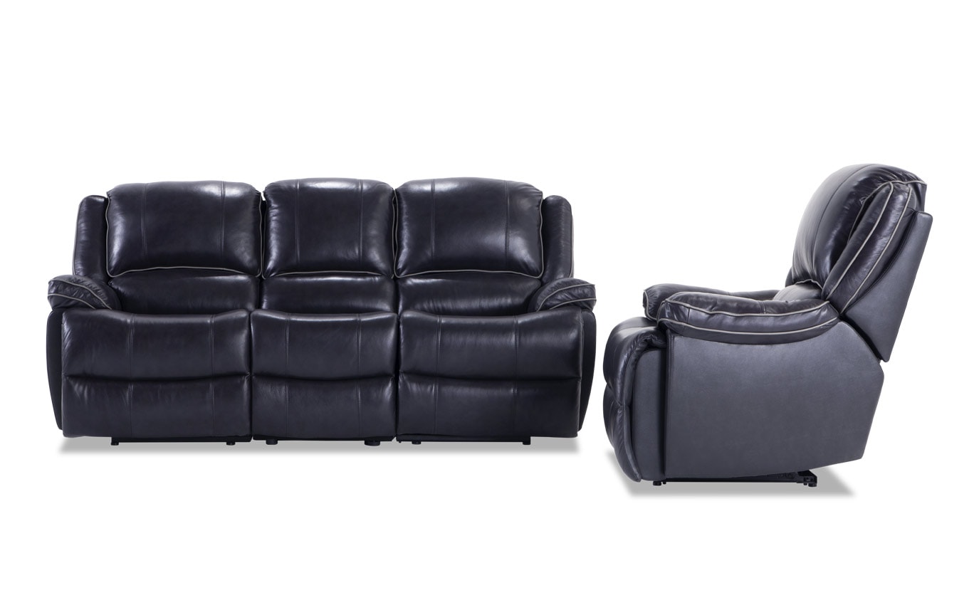 Phoenix Black Leather Power Reclining Sofa And Recliner