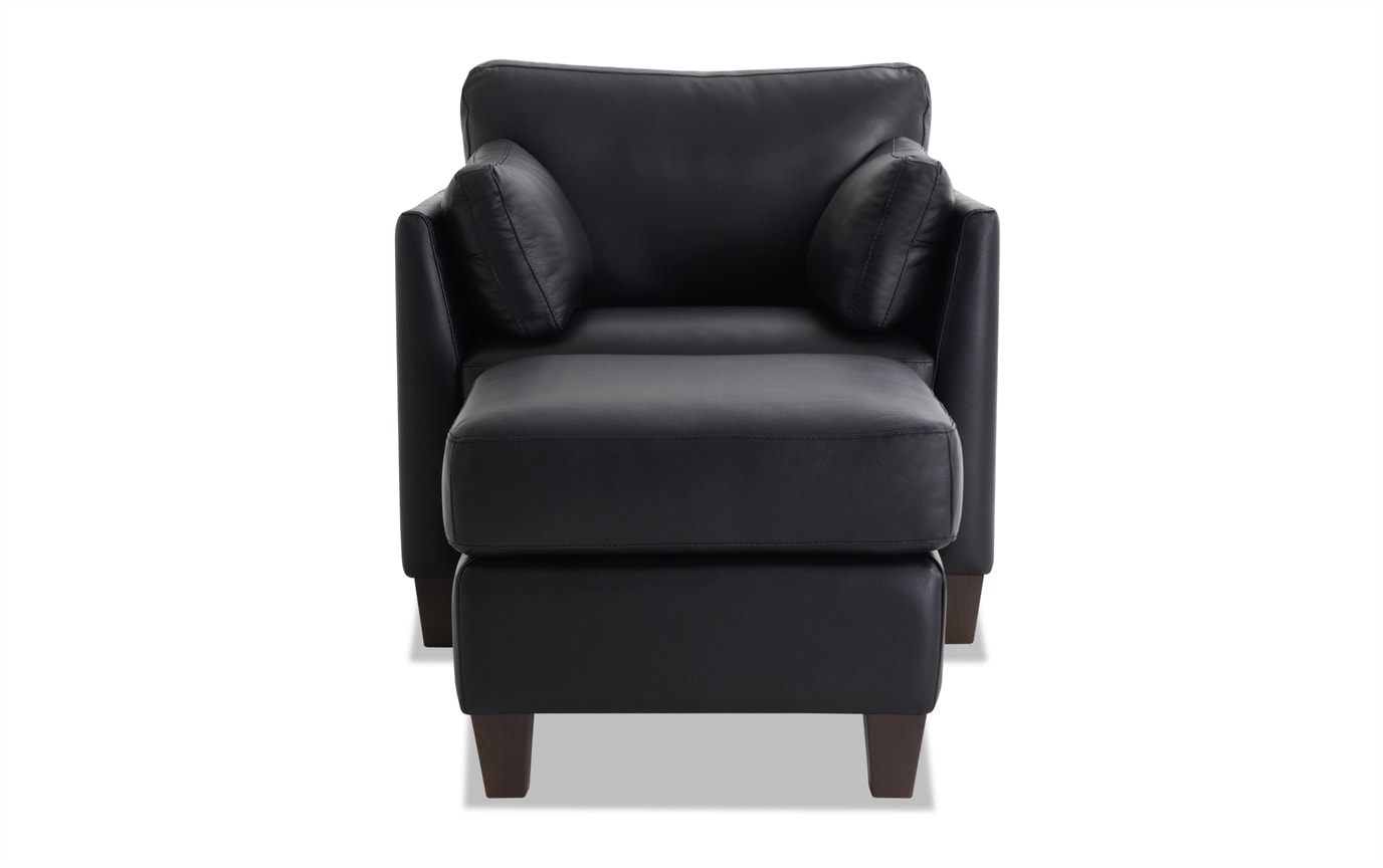 Antonio Black Leather Chair Ottoman Bob S Discount Furniture