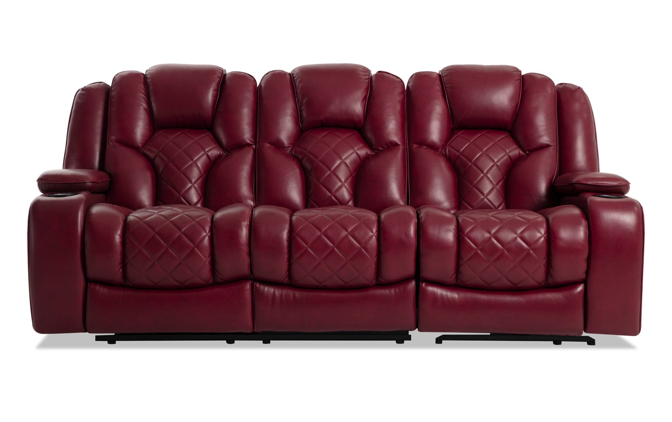Panther Fire Leather Dual Power, Red Leather Sofa Recliner