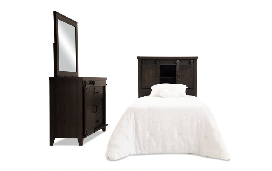 Montana Queen Brown Bookcase Storage Bed Hanaposy