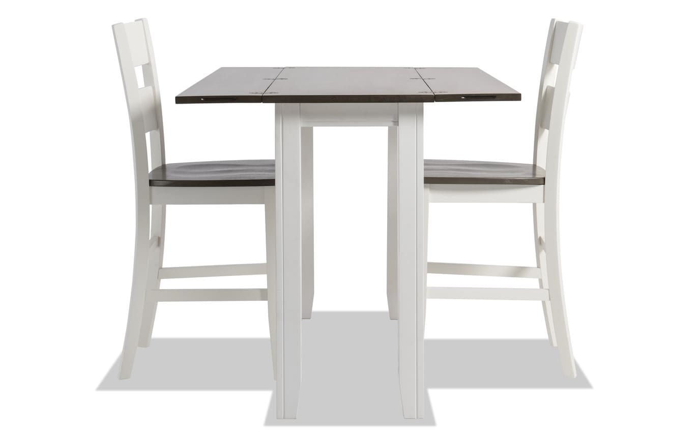 Blake Gray & White 3 Piece Drop Leaf Counter Set | Bob's Discount Furniture
